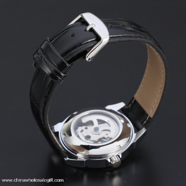  skórzany zegarek z przypadku stopów srebra 