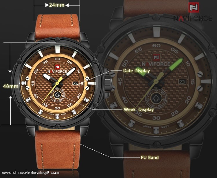luxusní hodiny vodotěsné kožené hodinky 