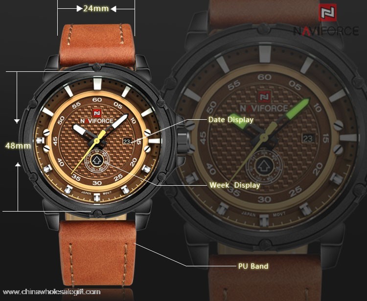 luxury quartz clock waterproof leather watch