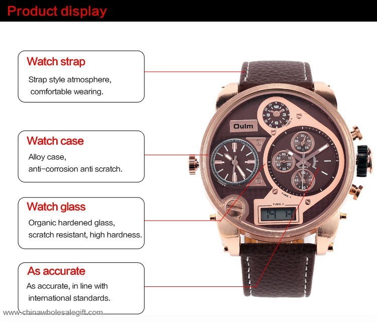 3 Time Casual Leather Watch