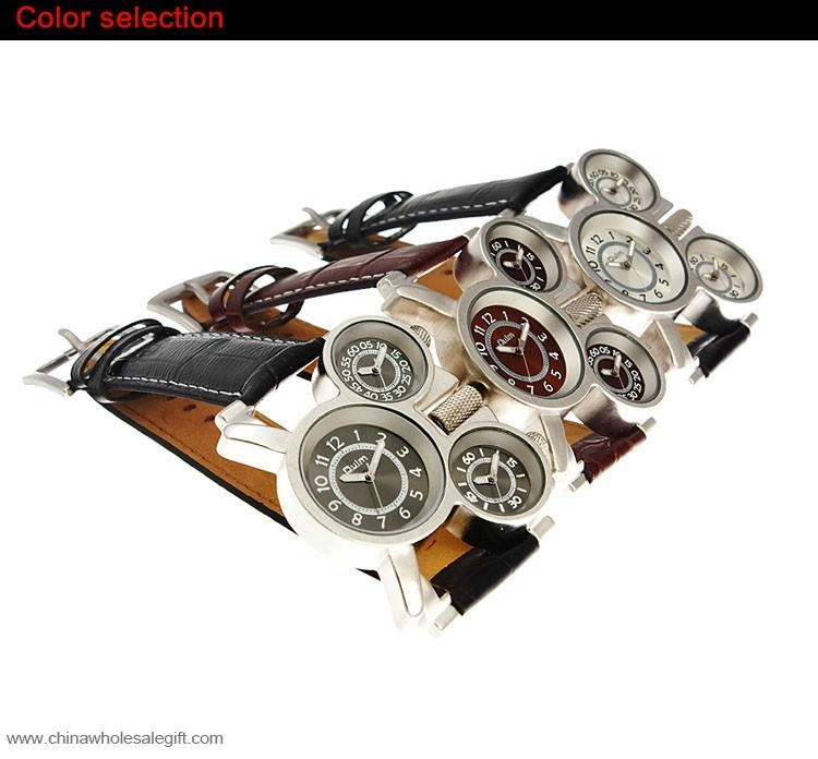 different time zones leather strap fashion watches