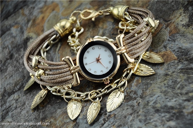 Blätter Gold Armbanduhr