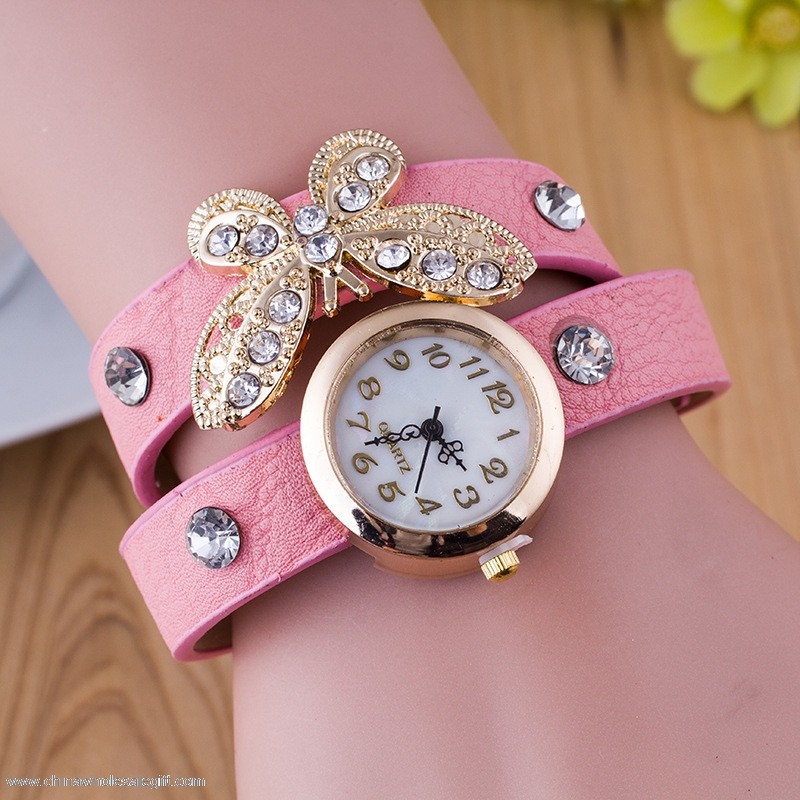 Skeleton Butterfly geneva flower wrist watch