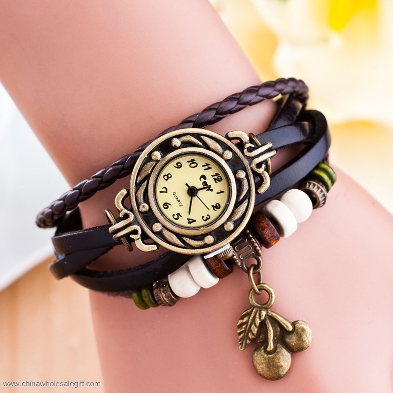 Vintage Leder Armband Armband-uhr