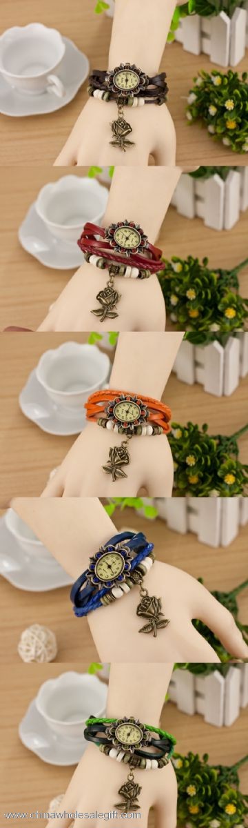 Vintage Leder Armband Armband-uhr