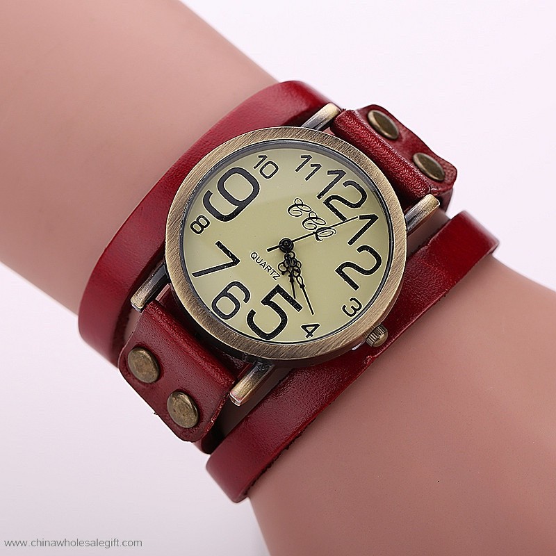 Vintage Leder Armband Armband-uhr