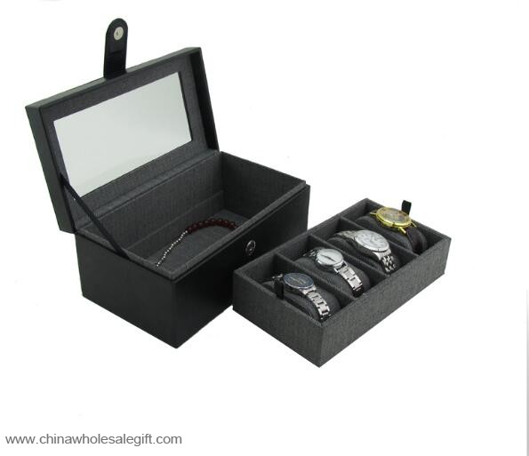 leatherette watch box with left layer