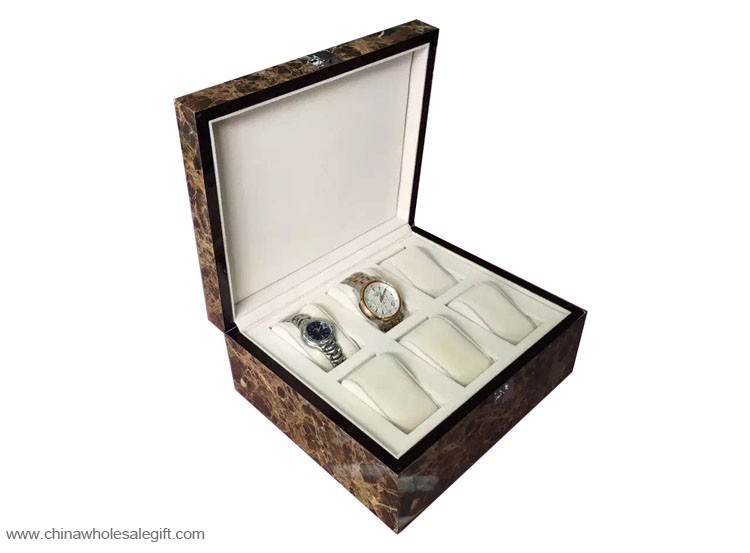caixa de madeira de 6 pces relógio exposição 