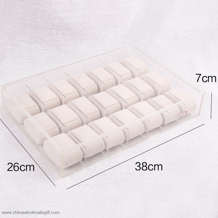 Large Clear Acrylic Watch Box With Beige Velvet Pillow 