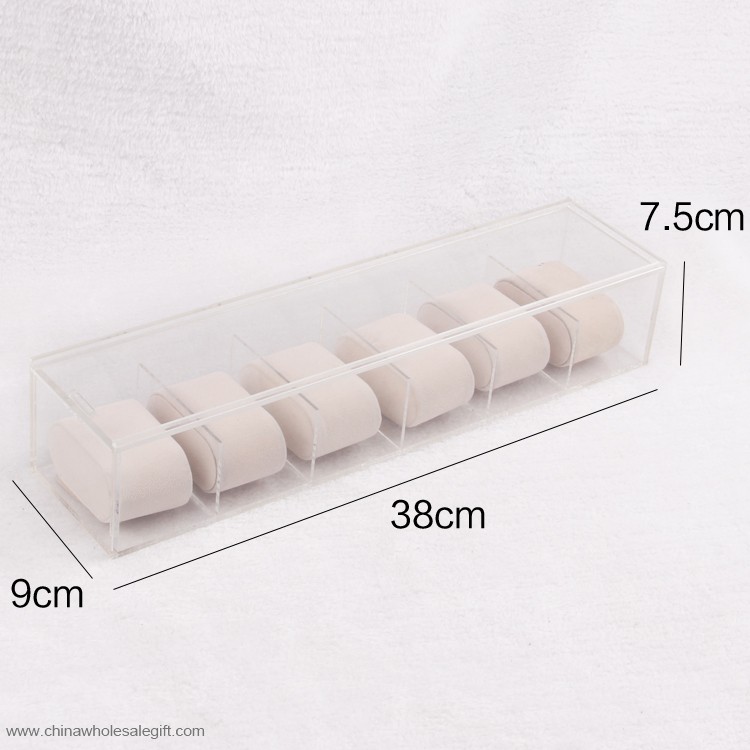Large Clear Acrylic Watch Box With Beige Velvet Pillow 