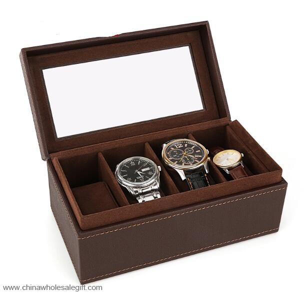 4 Mens Brown Watch Box
