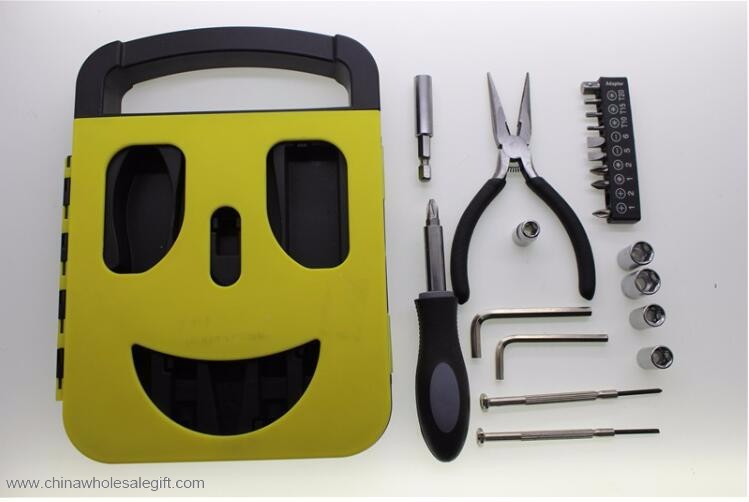  22pcs Regalo herramientas conjunto con el caso de la cara de sonrisa 